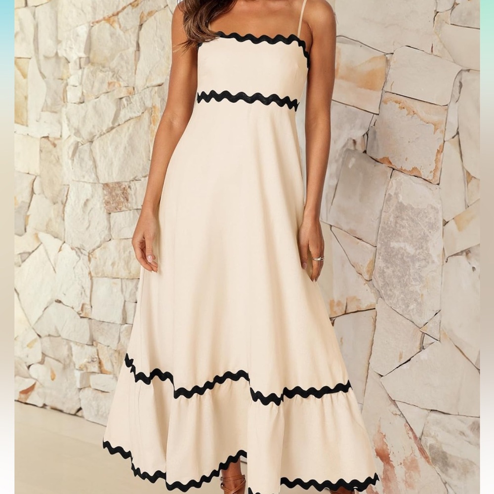 ZESICA Womens Summer Spaghetti Strap Lace Swing A Line Midi Dress